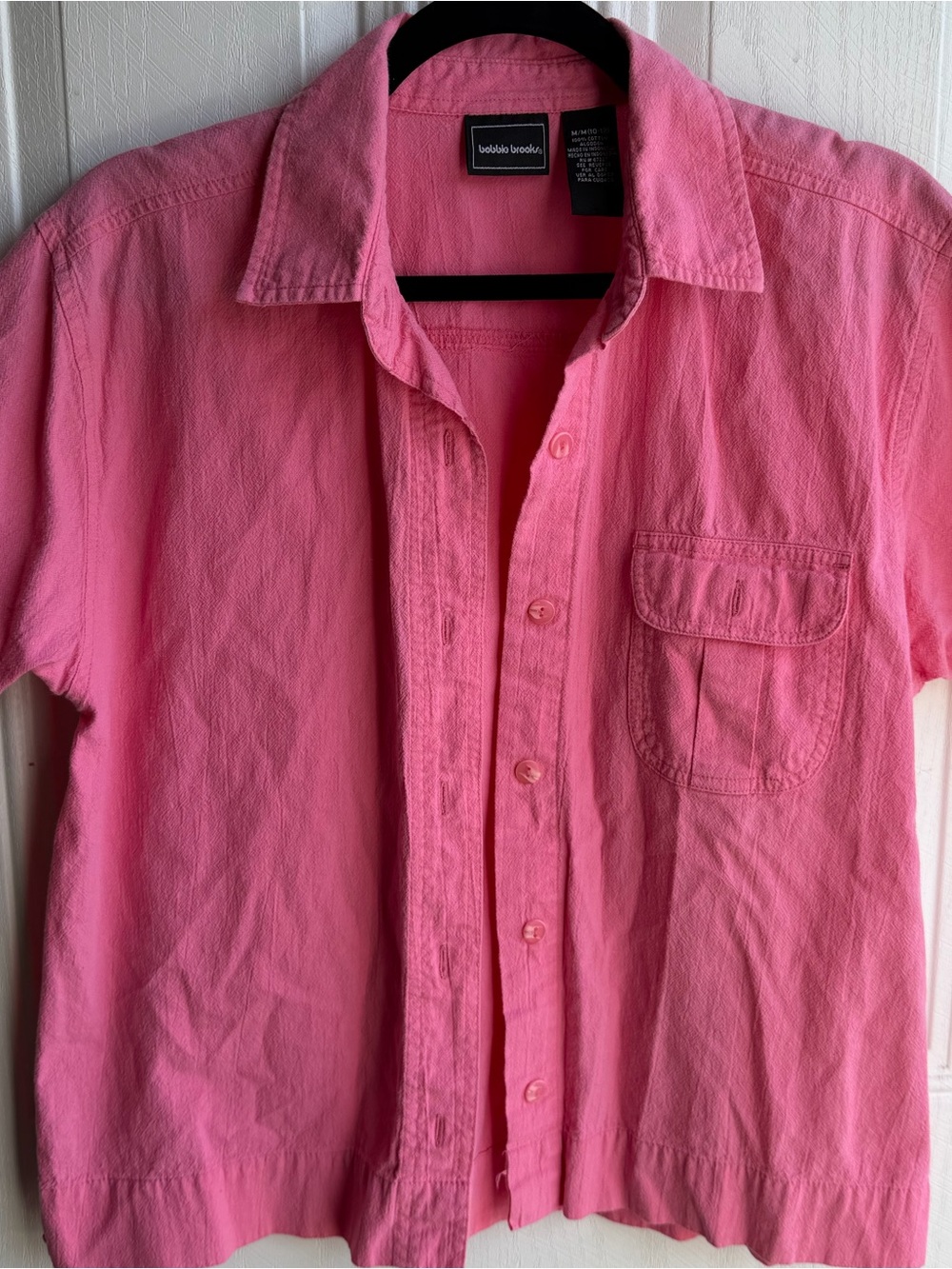 Bobby Brooks Hot Pink 100% Cotton Button Up Shirt M Boxy Coastal Preppy Y2K